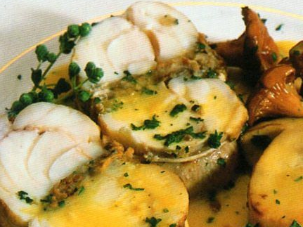 Médaillon de Lotte aux Morilles Riz sauvage et Flanc de légumes